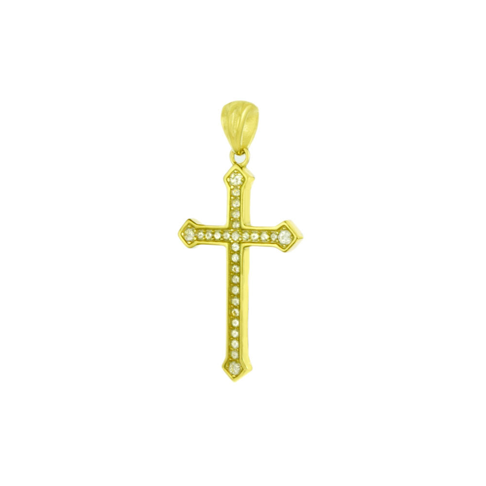 Micro Pave CZ Cross Gold Plated Pendant