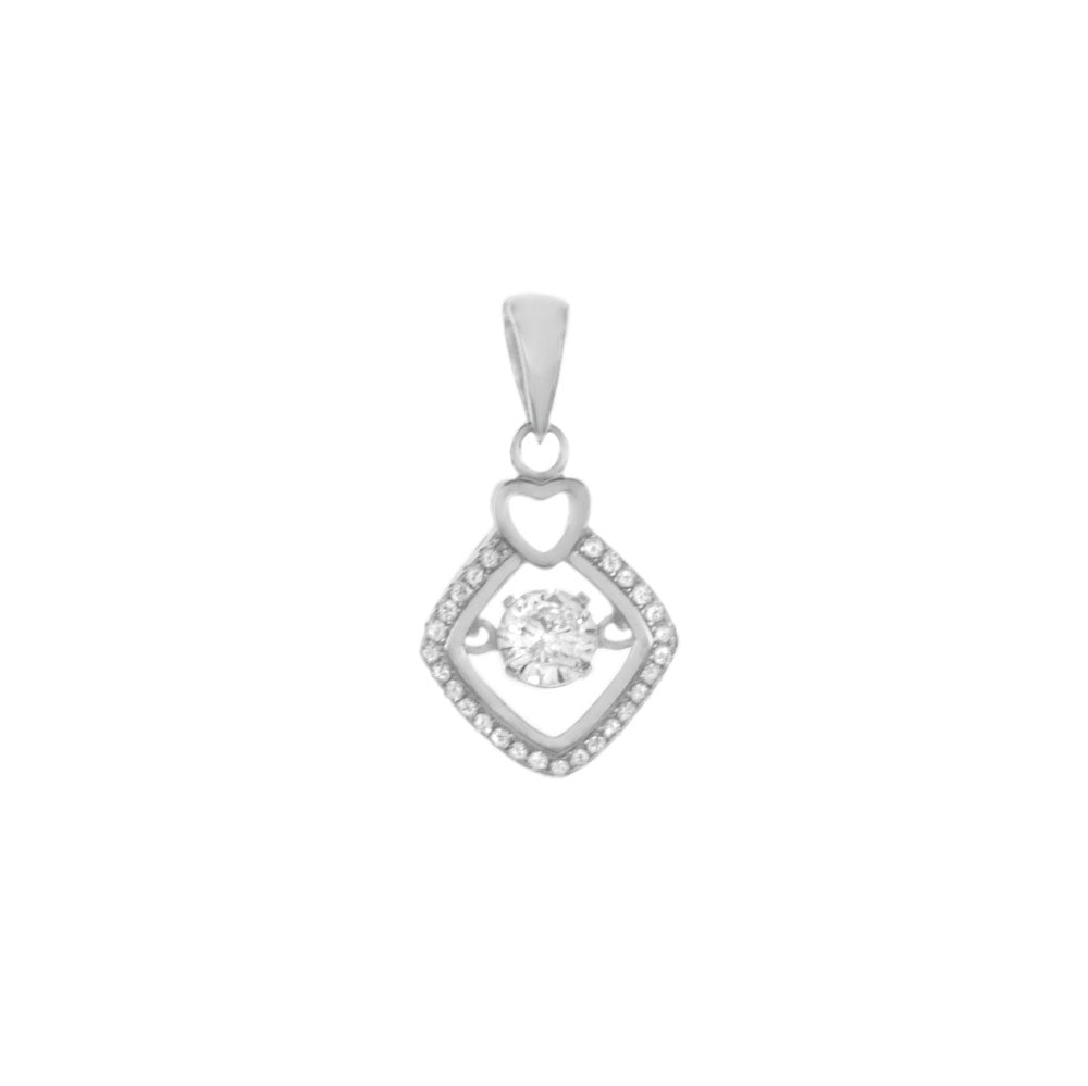 Motion CZ Sterling Silver Rhodium Pendant