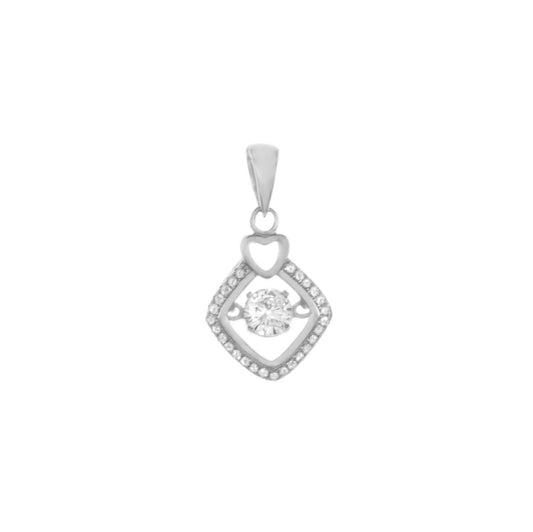 Motion CZ Sterling Silver Rhodium Pendant