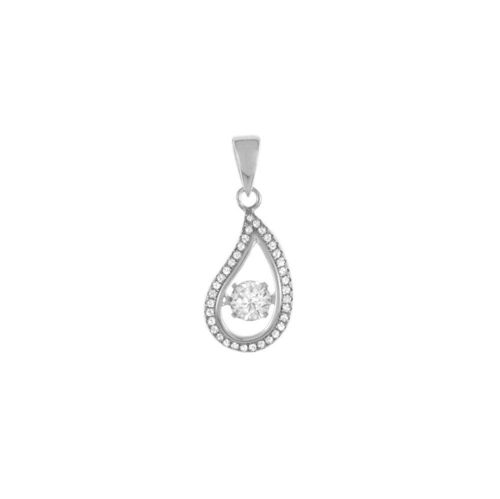 Motion CZ Sterling Silver Rhodium Pendant