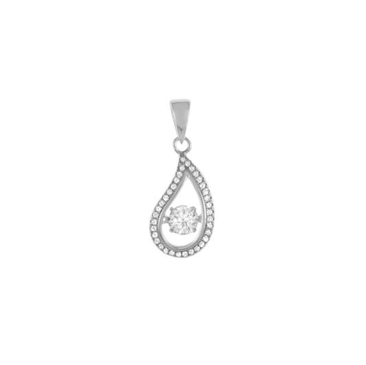 Motion CZ Sterling Silver Rhodium Pendant