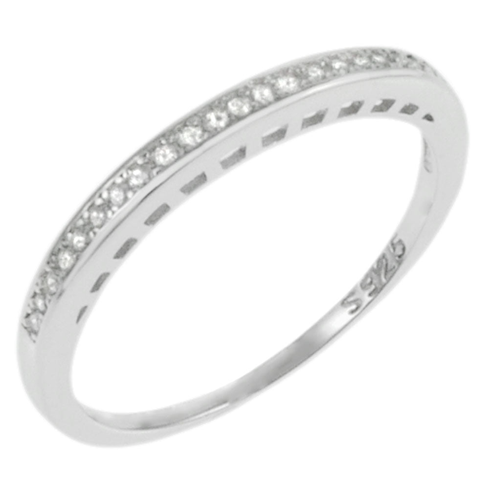 Sterling Silver Round CZ Rhodium Ring
