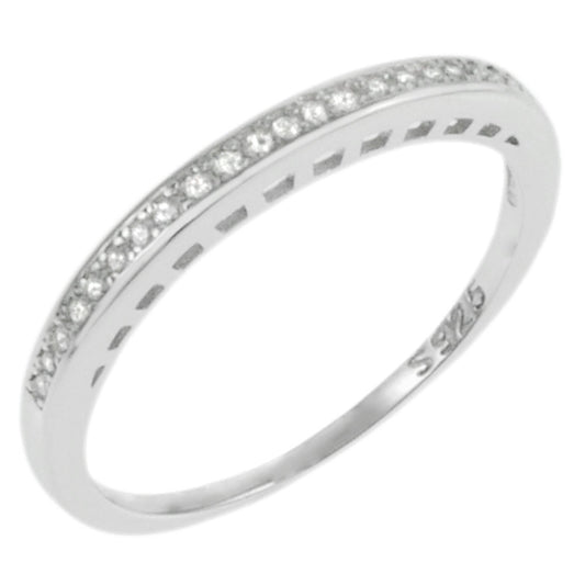 Sterling Silver Round CZ Rhodium Ring