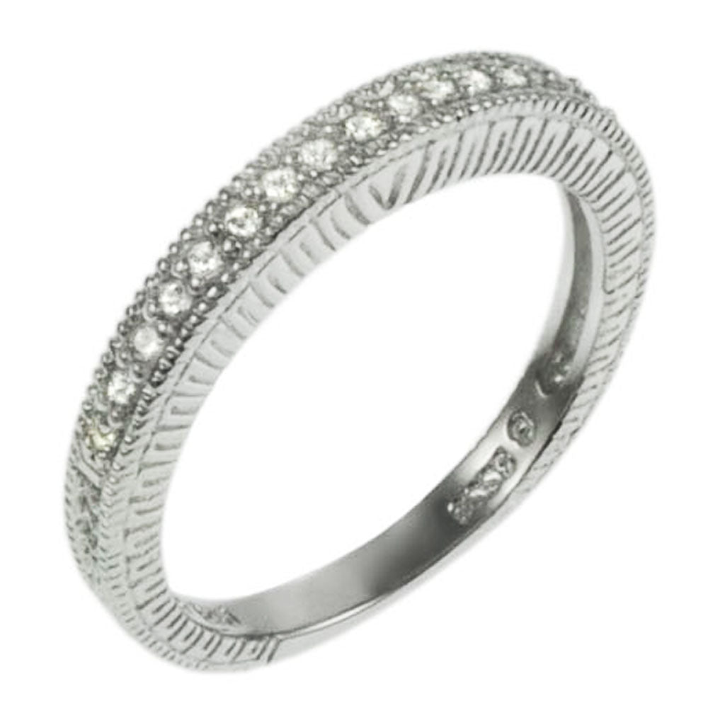Sterling Silver Round CZ Rhodium Ring