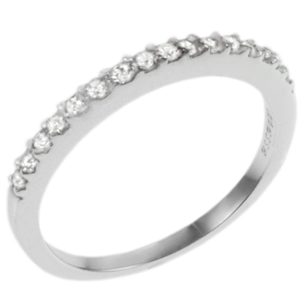 Sterling Silver Round CZ Rhodium Ring