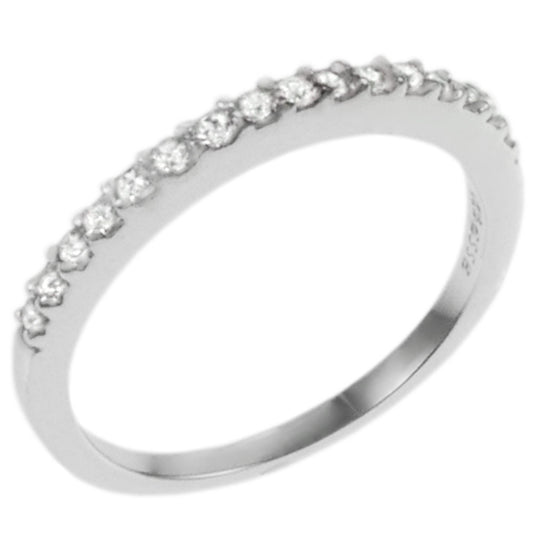 Sterling Silver Round CZ Rhodium Ring