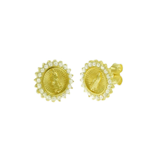Lady of Guadalupe Gold Plated Stud Earrings