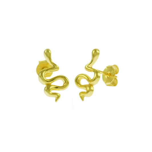 Snake Sterling Silver Gold Plated Stud Earrings