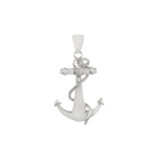 Sterling Silver Rhodium Anchor Pendant