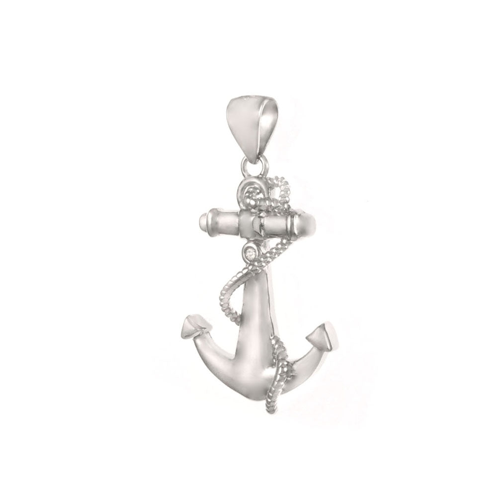 Sterling Silver Rhodium Anchor Pendant