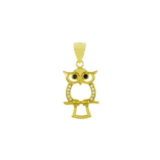Sterling Silver Gold Plated Owl Pendant