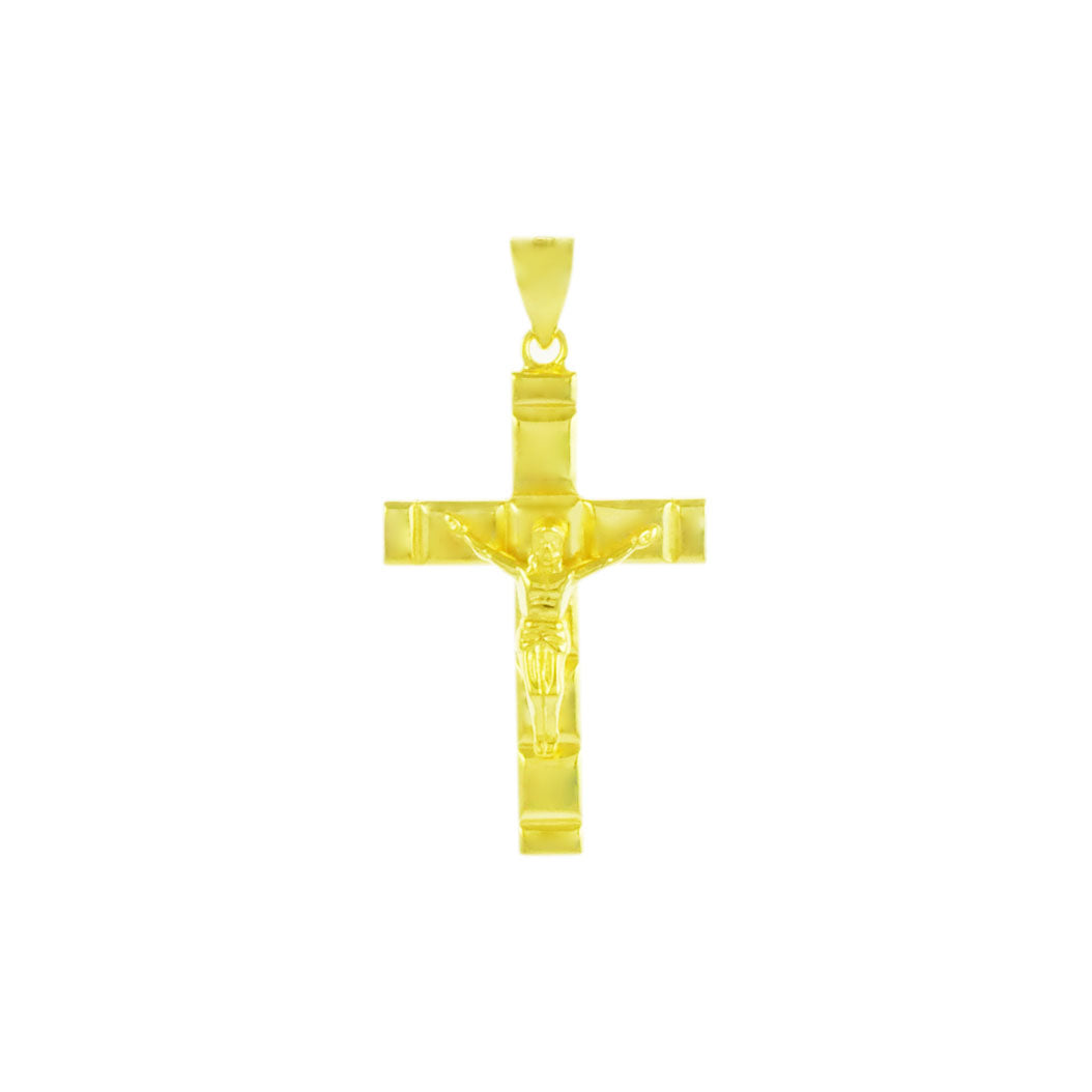 Crucifix Cross Sterling Silver Gold Plated Pendant