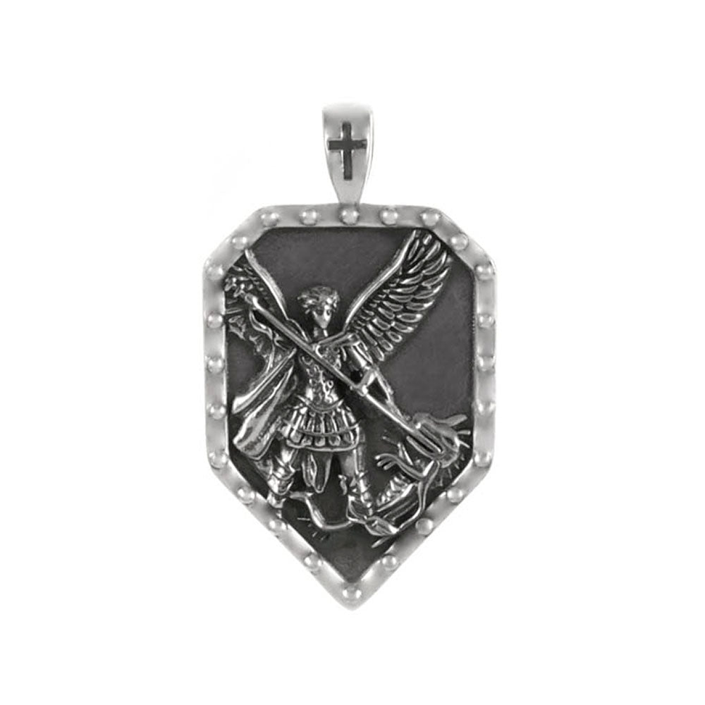 Saint Michael Sterling Silver Oxidized Pendant