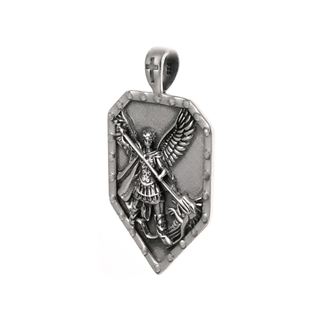 Saint Michael Sterling Silver Oxidized Pendant
