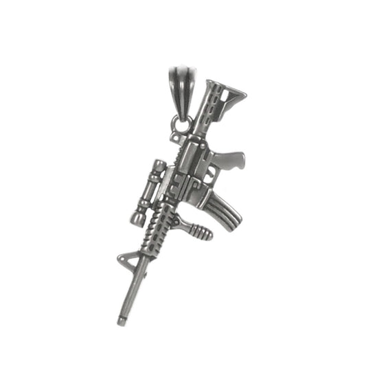 Sterling Silver Rifle Machine Gun Pendant