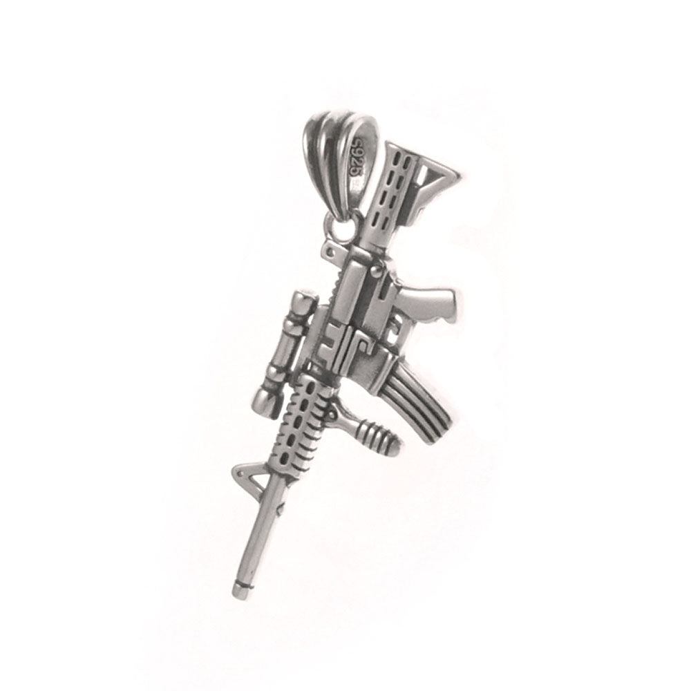 Sterling Silver Rifle Machine Gun Pendant