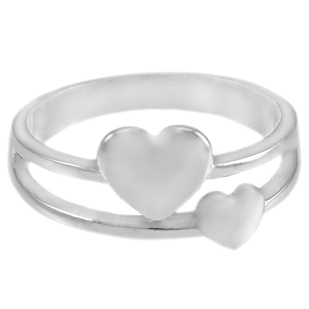 Sterling Silver Double Hearts Ring