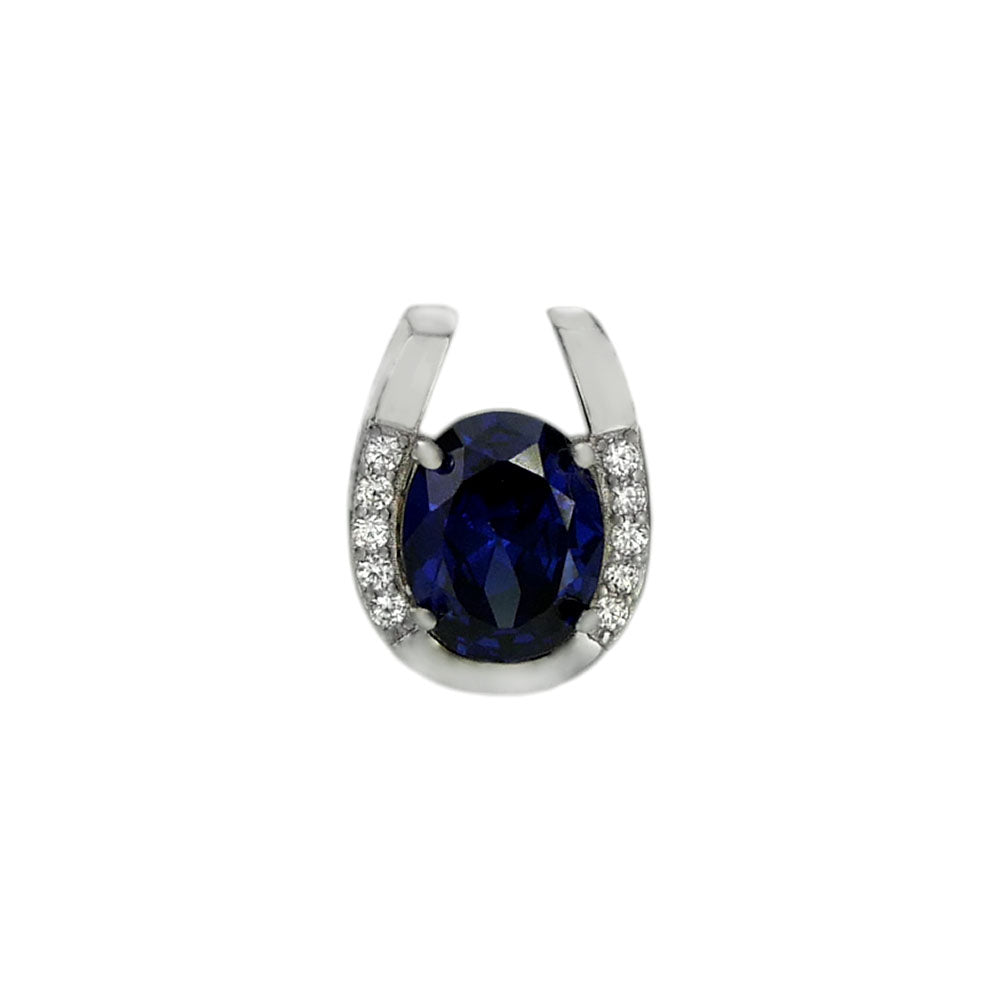 Sterling Silver Pendant 8x10mm Oval Simulated Tanzanite
