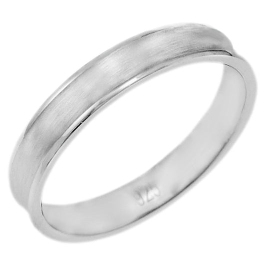 Sterling Silver Satin Finished Wedding Band Ring