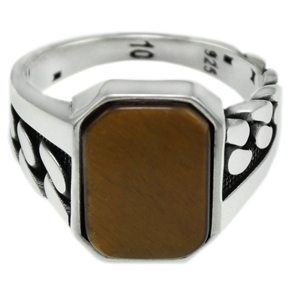 Tiger Eye Sterling Silver Men's Ring