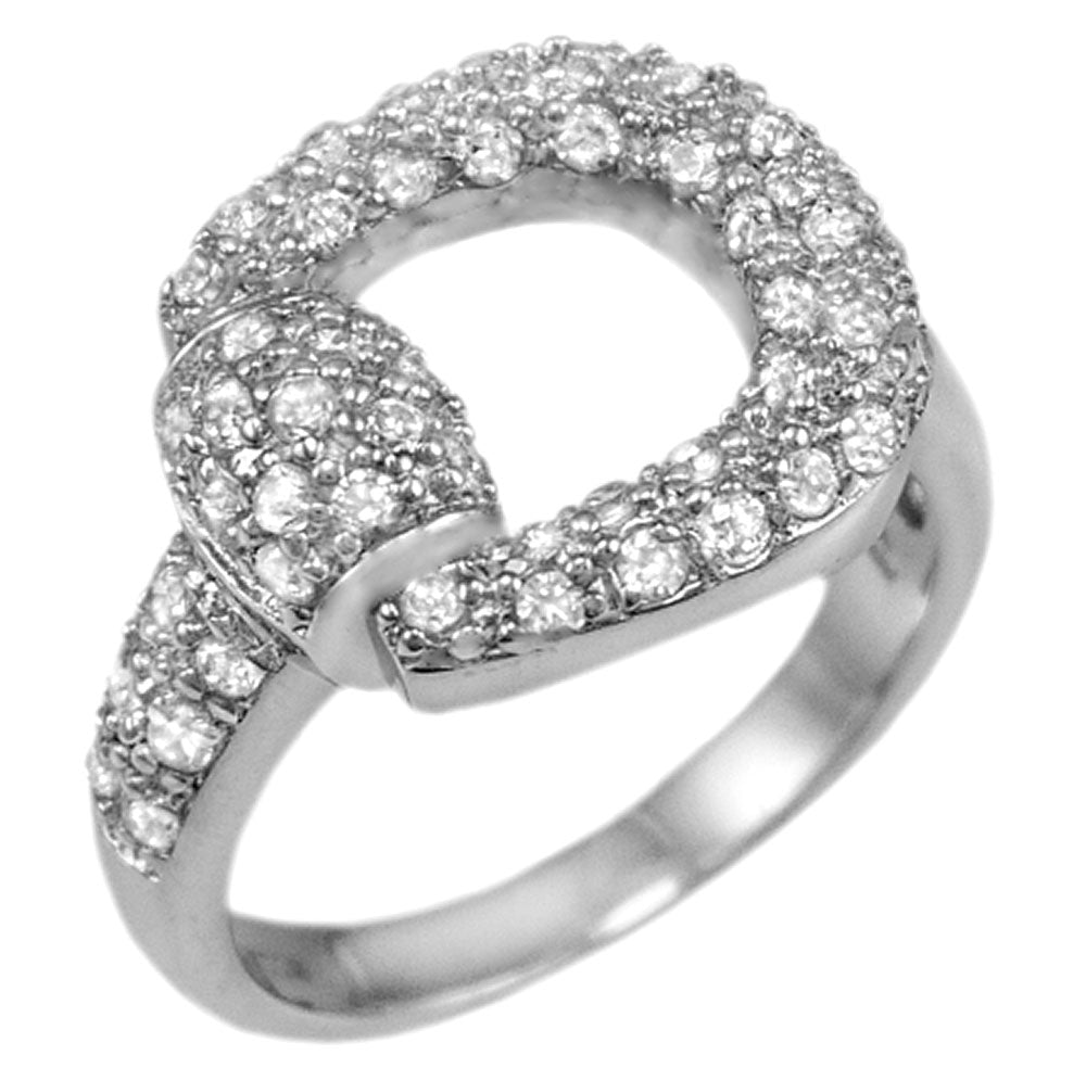 Sterling Silver Horseshoe CZ Ring