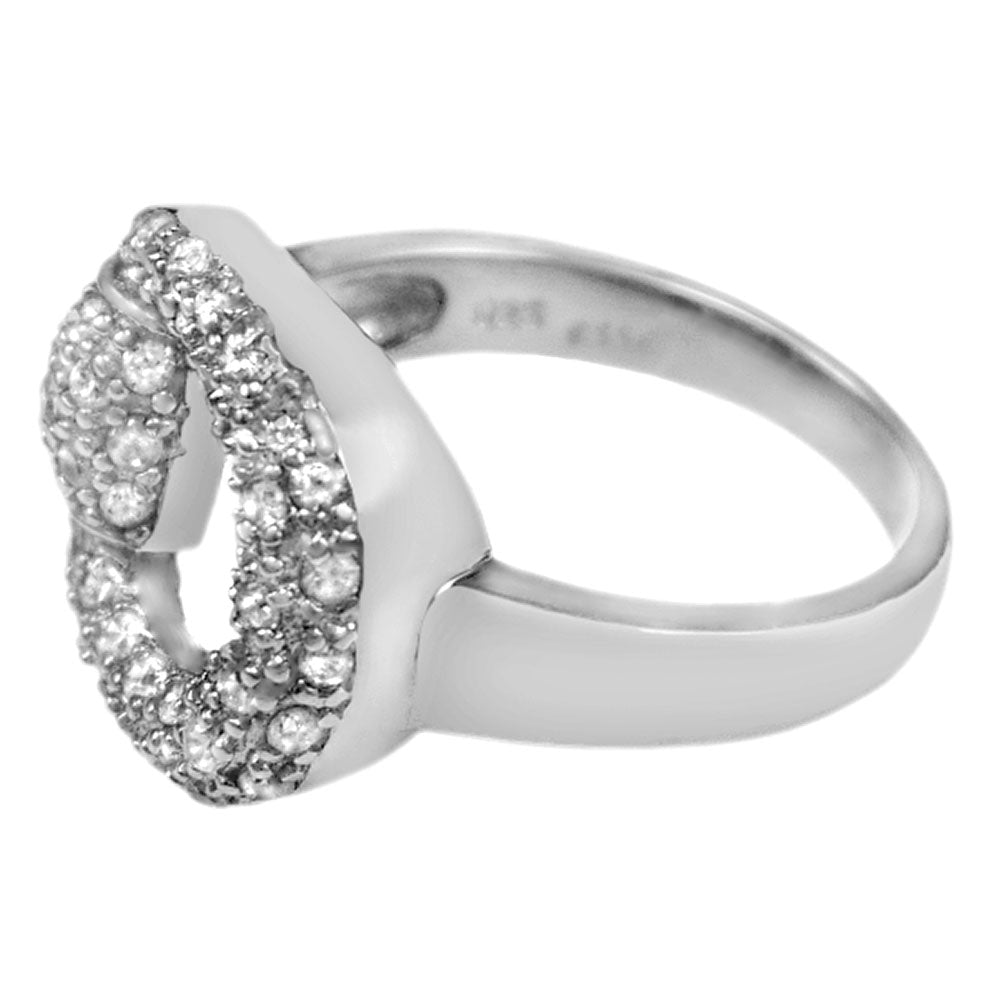 Sterling Silver Horseshoe CZ Ring