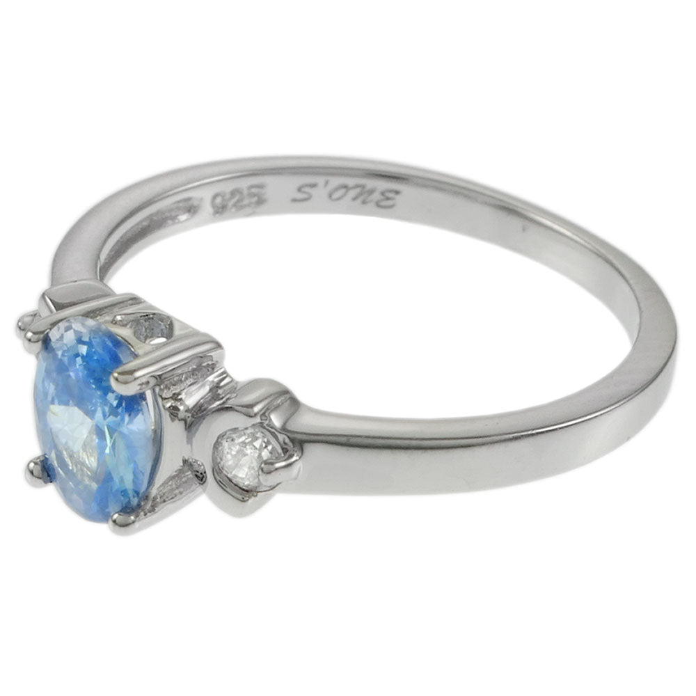 925 Sterling Silver Oval Blue Zircon CZ Baby Ring