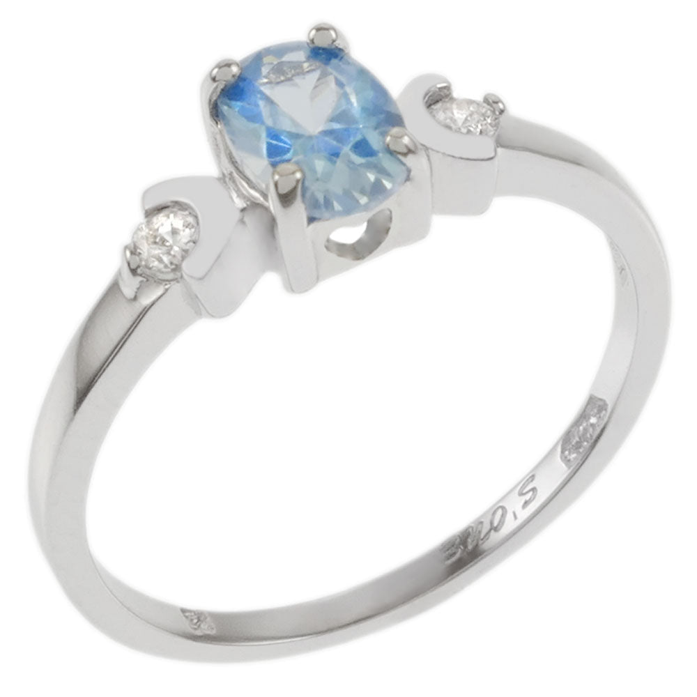 4*5 Oval Aquamarine CZ Baby Ring