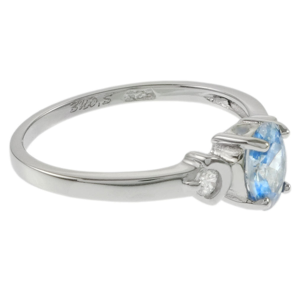 4*5 Oval Aquamarine CZ Baby Ring