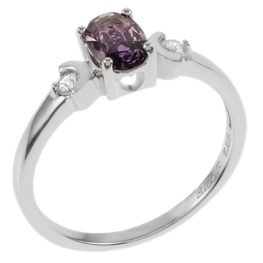 925 Sterling Silver Oval Amethyst CZ Baby Ring
