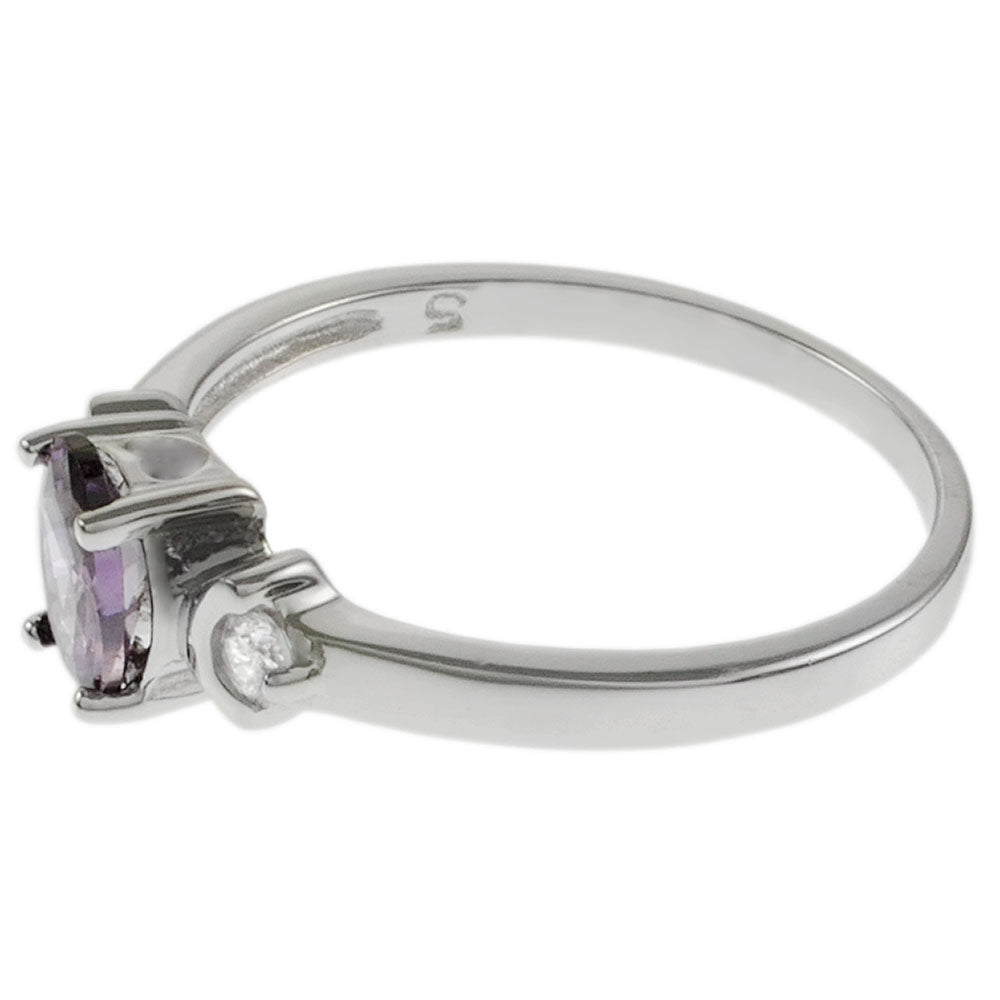 925 Sterling Silver Oval Amethyst CZ Baby Ring