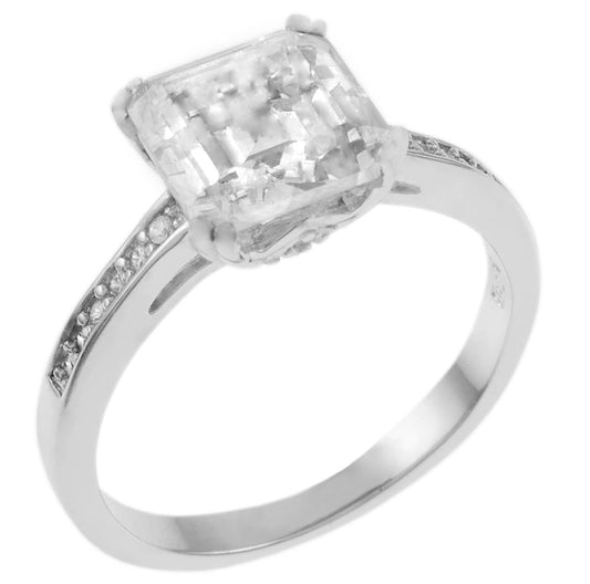8x8 Princess-Cut CZ Engagement Ring