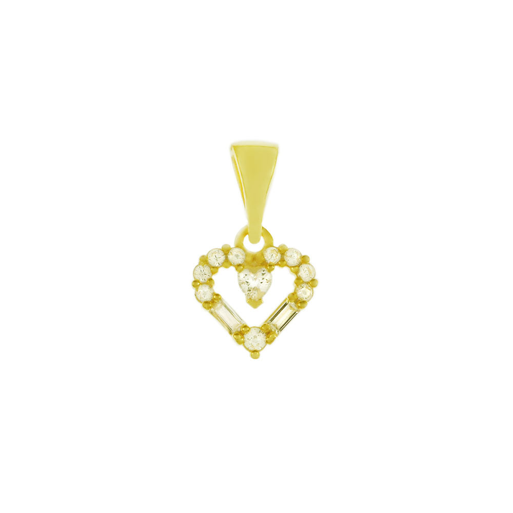 Small CZ Heart Gold Plated Pendant