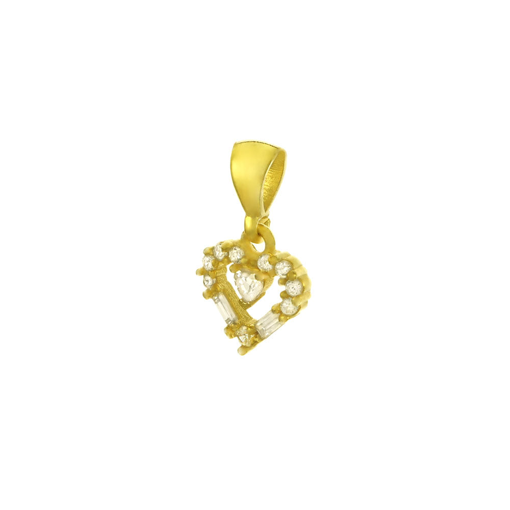 Small CZ Heart Gold Plated Pendant