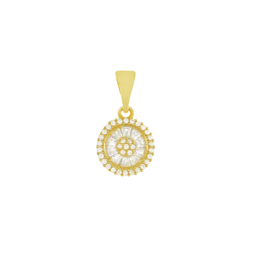 CZ Round Disc Gold Plated Pendant