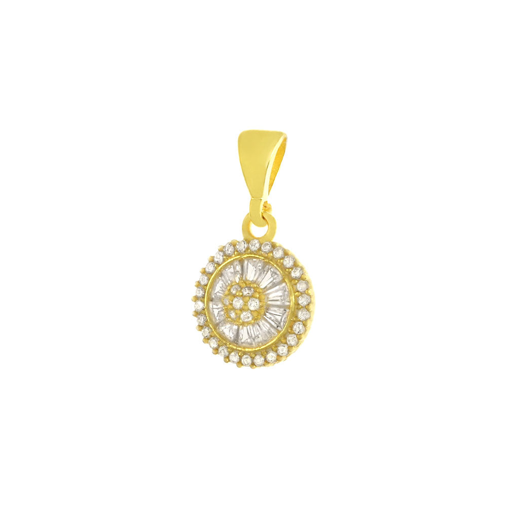 CZ Round Disc Gold Plated Pendant