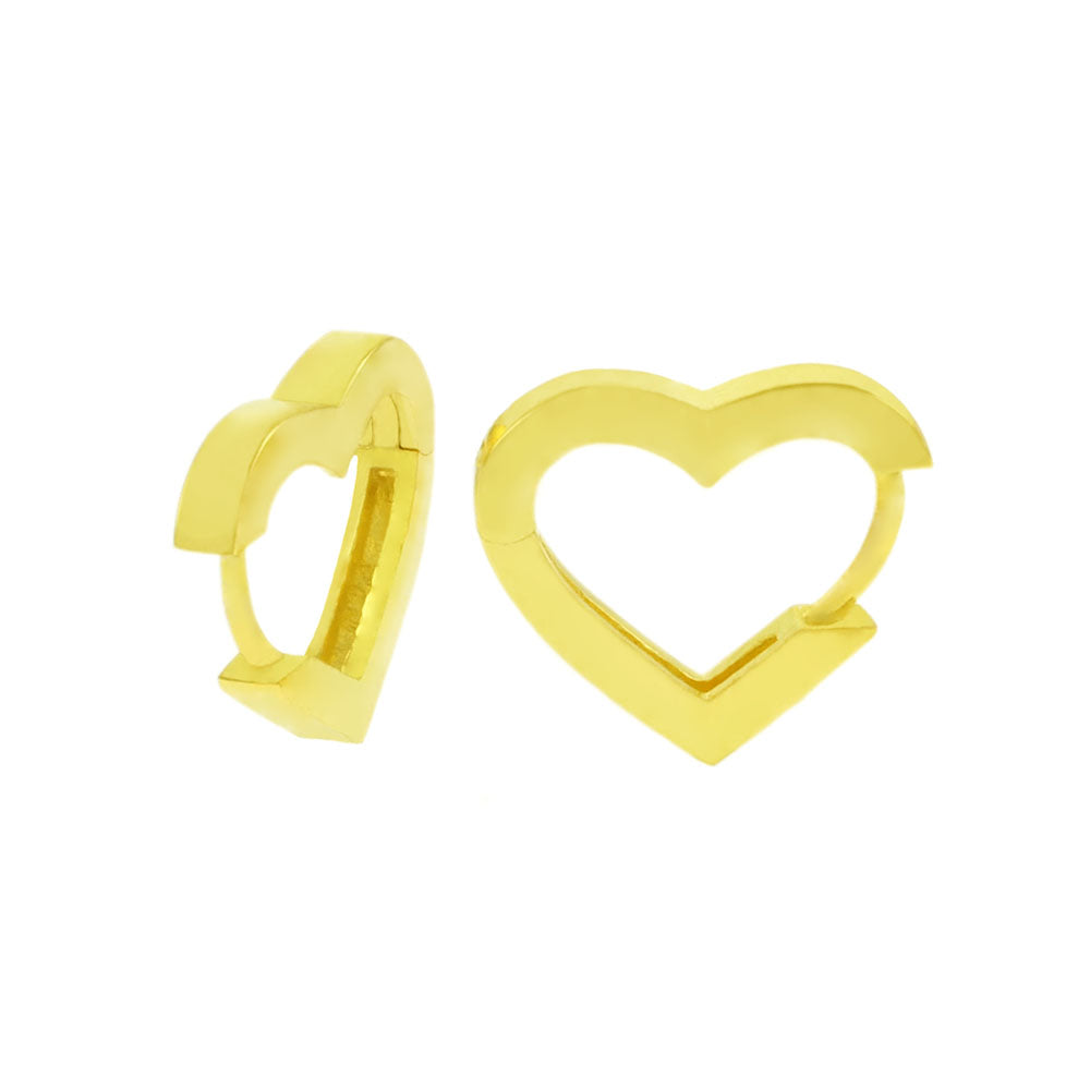 2.8mm Heart Shape Gold Plated Huggie Hoop Earrings