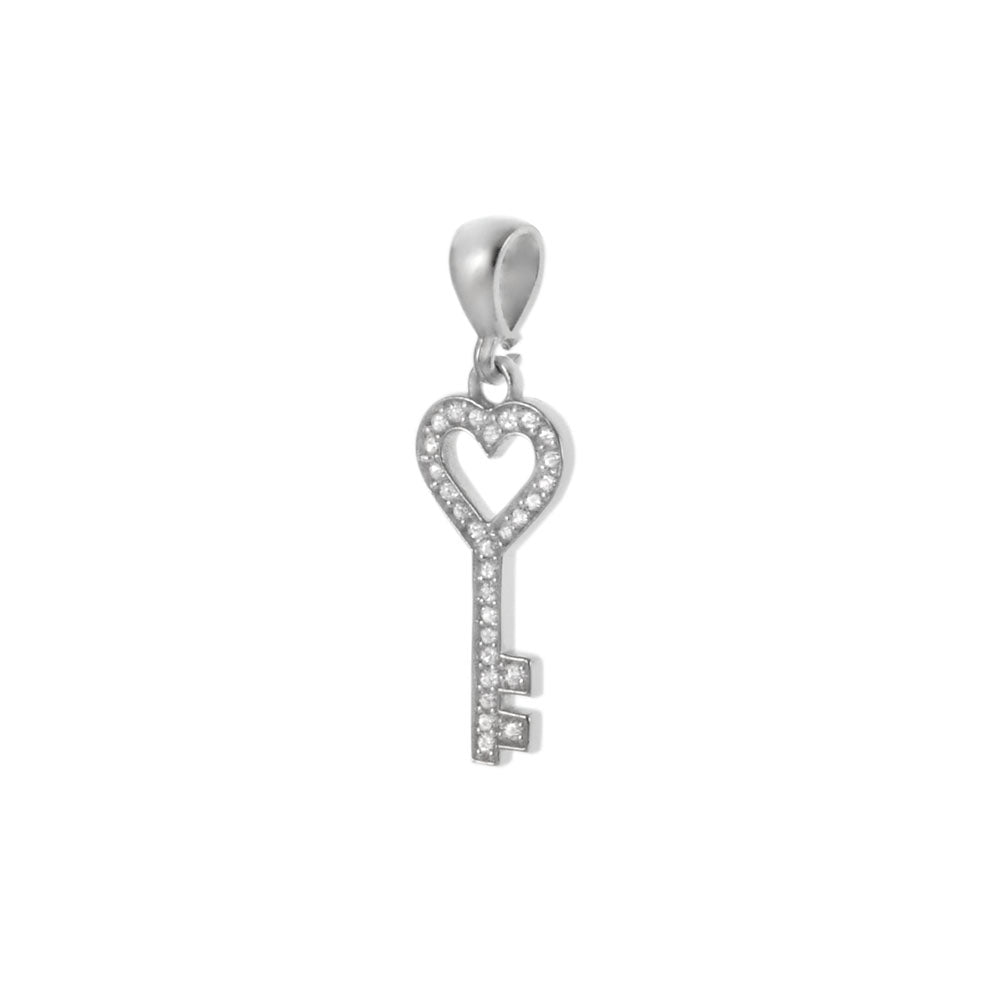 Sterling Silver Rhodium Key Pendant