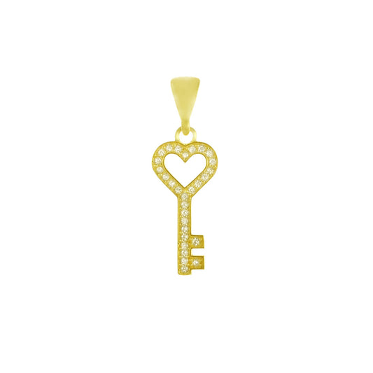 Sterling Silver Gold Plated Key Pendant
