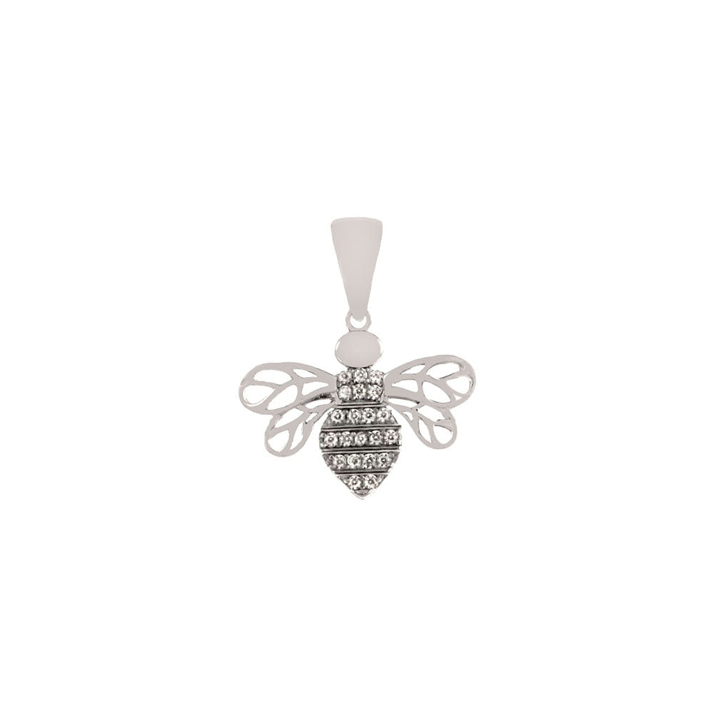 Sterling Silver Rhodium Bee Pendant