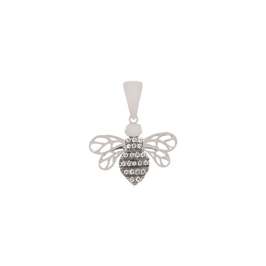 Sterling Silver Rhodium Bee Pendant