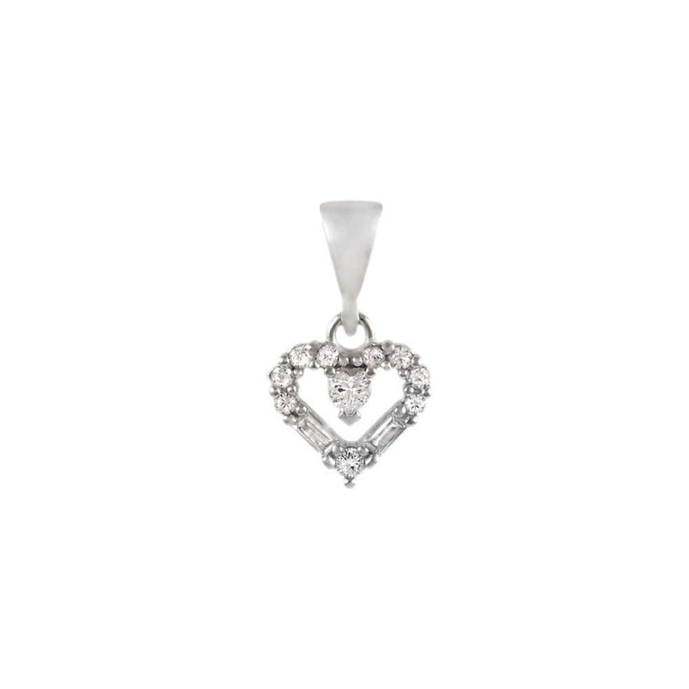 Small CZ Heart Rhodium Plated Pendant