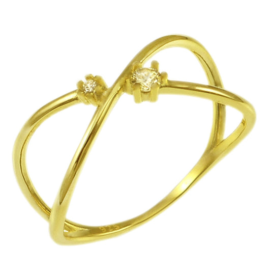 Sterling Silver Gold Plated Round CZ Ring