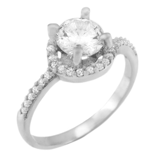 Halo Sterling Silver Engagement Ring