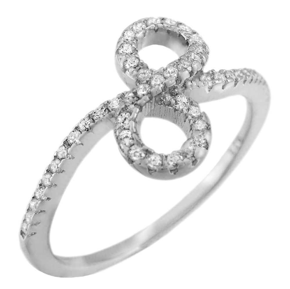 Sterling Silver Pave Cubic Zirconia Infinity Ring