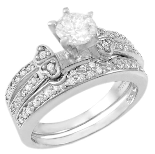 6mm Solitaire Sterling Silver Wedding Ring Set