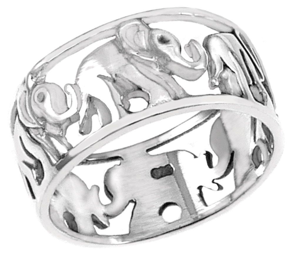 Sterling Silver Elephant Band Ring