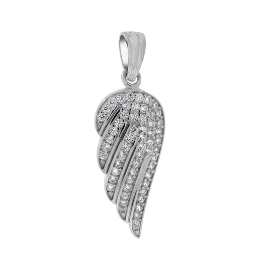 Sterling Silver CZ Wing Pendan