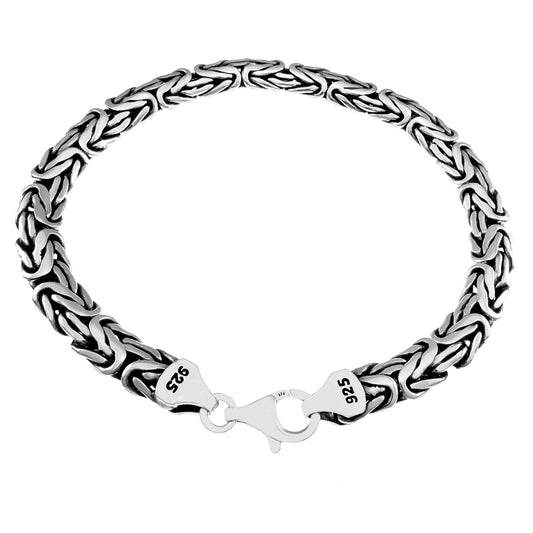Sterling Silver Flat Byzantine Oxidize Bracelet