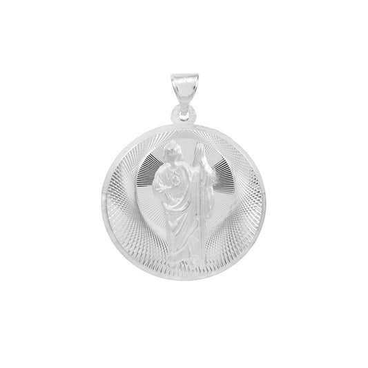 Saint Jude Thaddeus Diamond Cut Medal Pendant